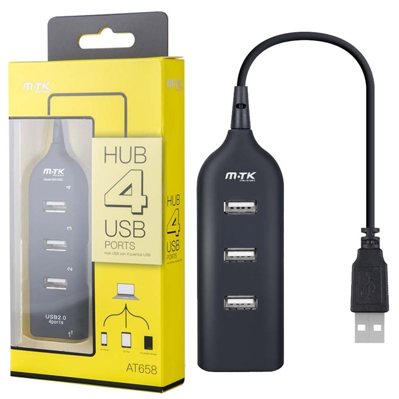 HUB USB MTK AT658 TIPO REGLETA 4 PTOS USB 2.0 
