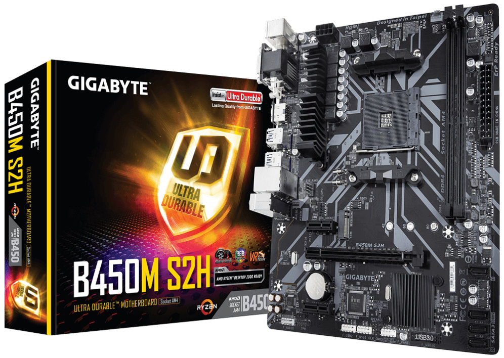 P.BASE GIGABYTE B450M-S2H S.AM4 DDR4 VGA DVI HDMI M2 USB 3.1
