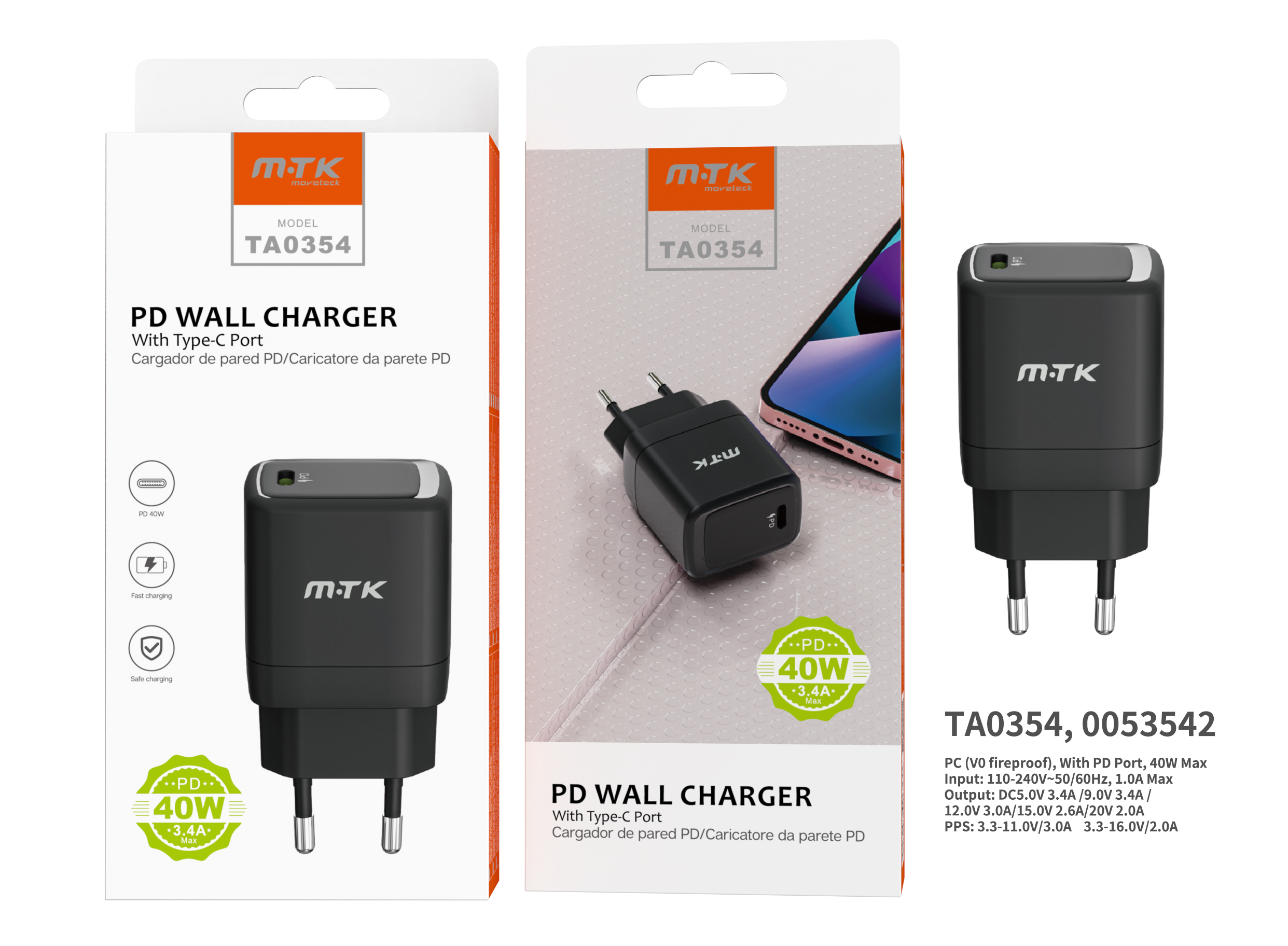 CARGADOR MTK TA0354 USB TYPE C 40W