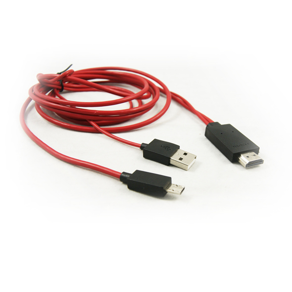 CABLE MTK MHL MICROUSB A HDMI COLOR ROJO