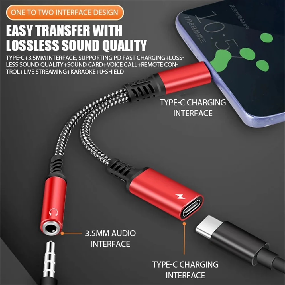 CABLE USB C A MINIJACK 3.5MM 4P + USB C/H CARGA RáPIDA 60W CABLE USB C A MINIJACK 3.5MM 4P + USB C/H CARGA RáPIDA 60W
